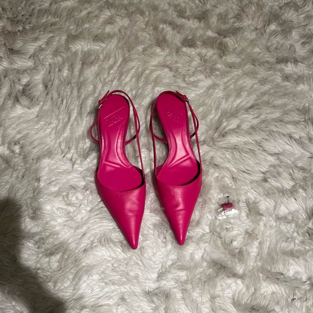 Zara Pink Slingback Kitten Heel Size 10